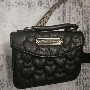 Betsey Johnson Black Heart-Embossed Crossbody Bag